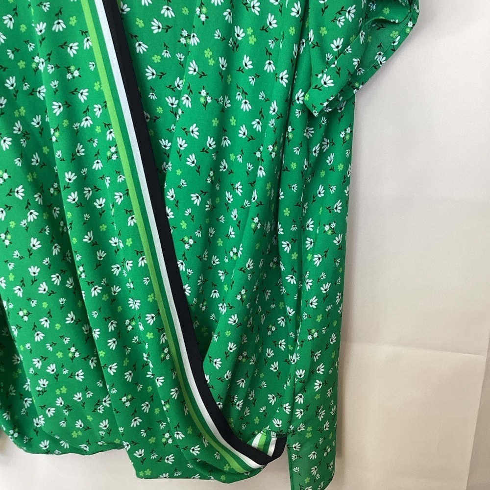 C Est 1946 Plus Size 22 24 Top Elegant Green Floral Wrap Blouse - Picture 5 of 9